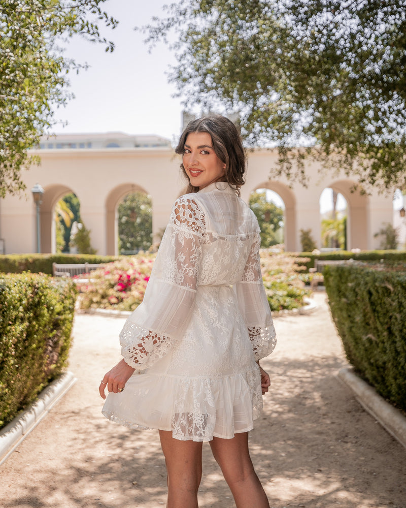 THROUGH THE GARDENS LACE DRESS- WHITE