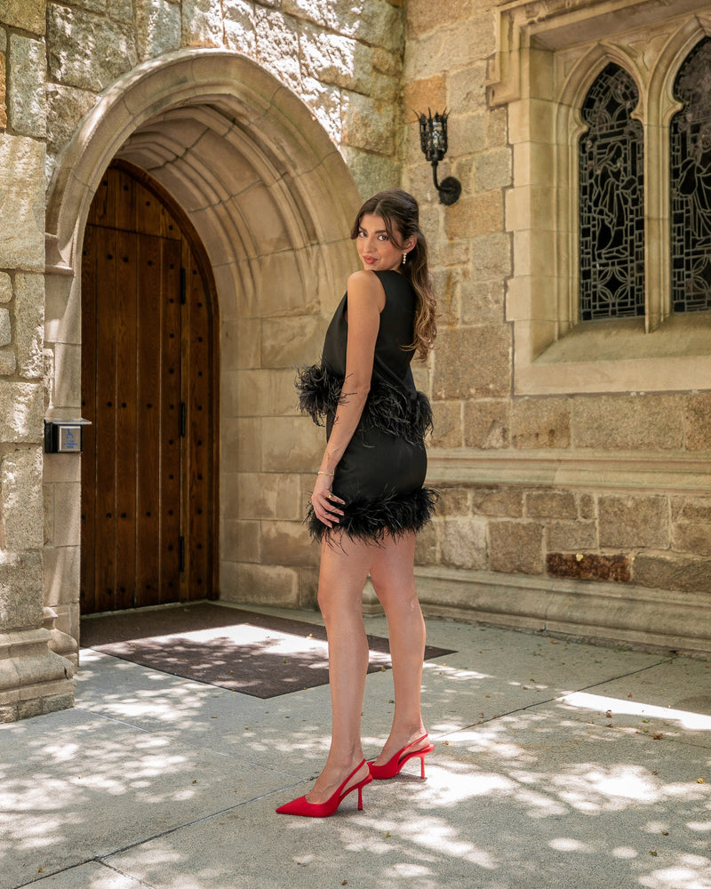 FIERCE IN FEATHER SKIRT- BLACK