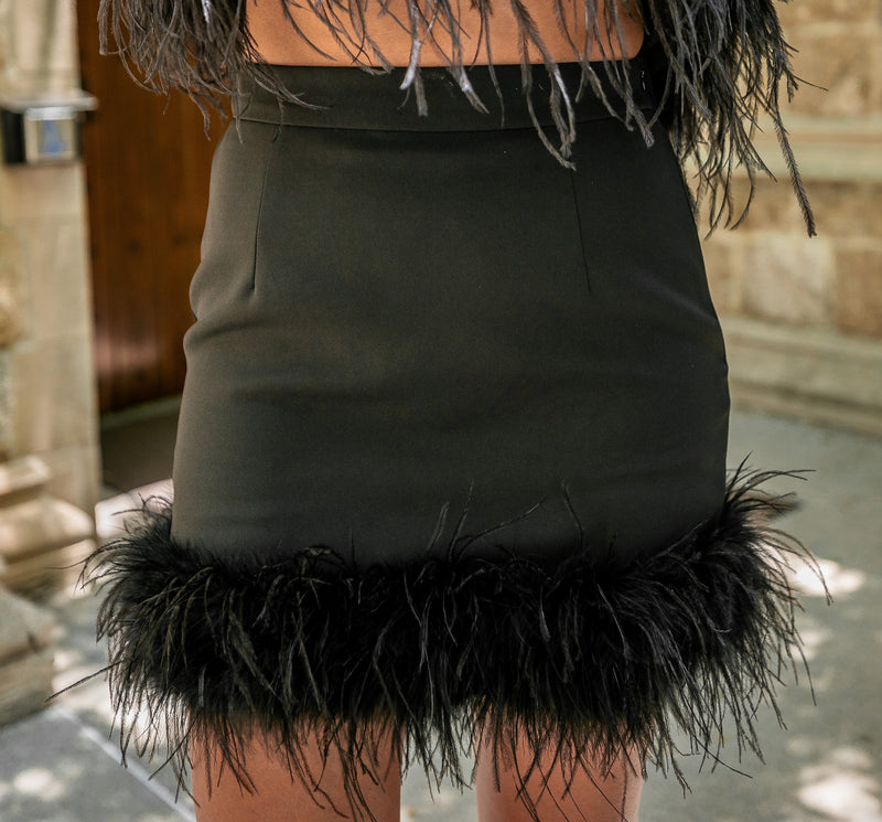 FIERCE IN FEATHER SKIRT- BLACK