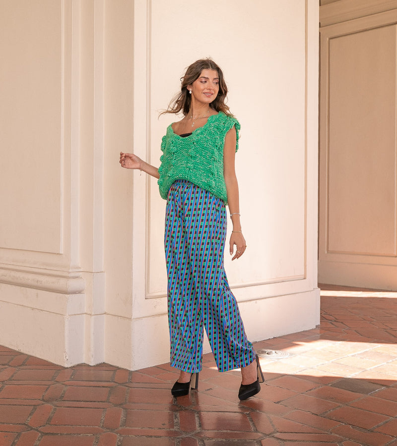 RARE PRINTED SATIN PANTS- GREEN