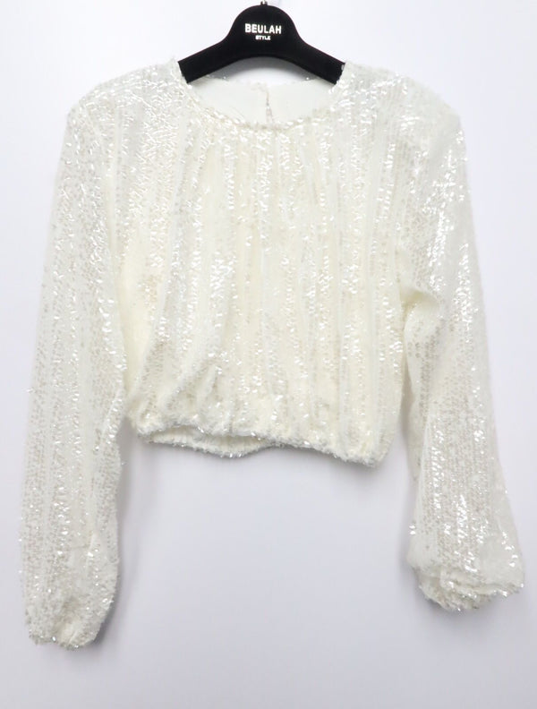 NEW MOMENT BUBBLE SEQUIN TOP- WHITE
