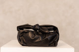 SADDLE BOW VEGAN LEATHER BAG- BLACK