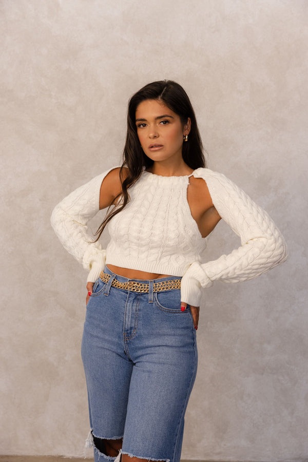 WARM INTENTIONS SWEATER TOP- OFF WHITE