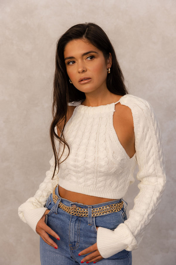 WARM INTENTIONS SWEATER TOP- OFF WHITE