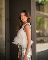 FLIRTY FEATHER TOP-WHITE