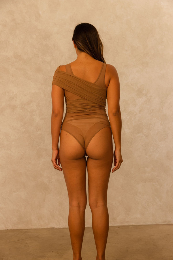 MESH ME BODYSUIT- TOFFEE