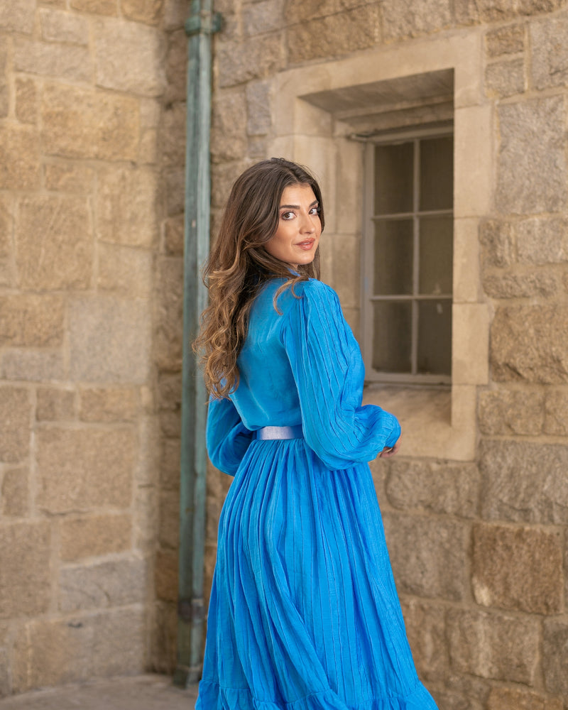 OCEAN BLUE EYES MIDI DRESS