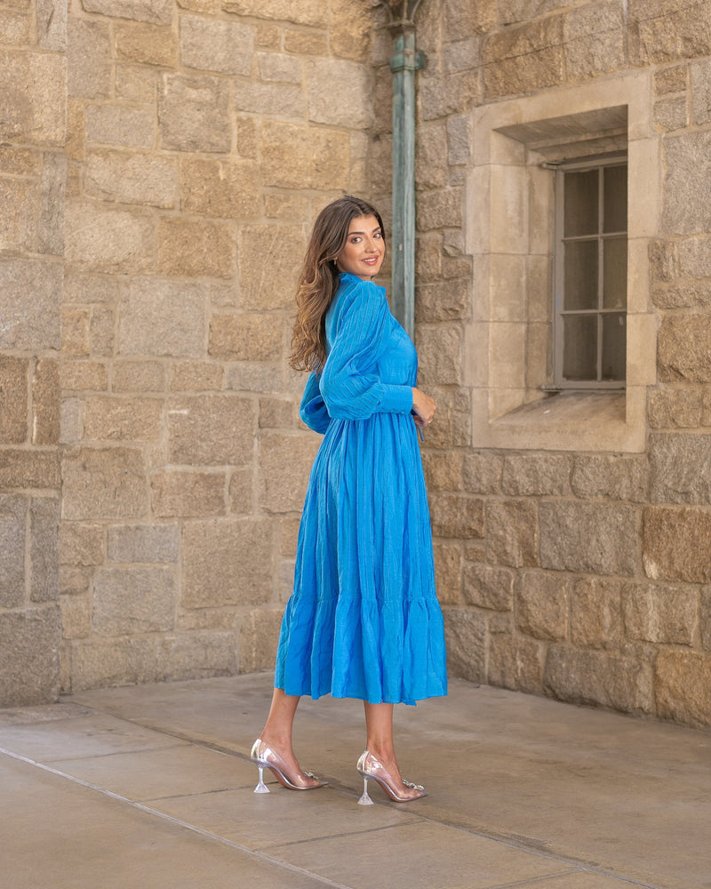 OCEAN BLUE EYES MIDI DRESS