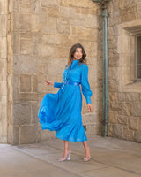 OCEAN BLUE EYES MIDI DRESS