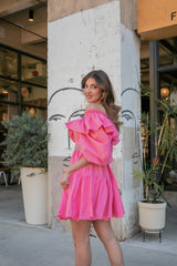 NEW ROMANCE RUFFLE DRESS- STRAWBERRY PINK