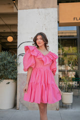 NEW ROMANCE RUFFLE DRESS- STRAWBERRY PINK