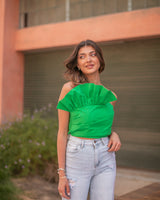 IN THE TROPICS STRAPLESS TOP- GREEN