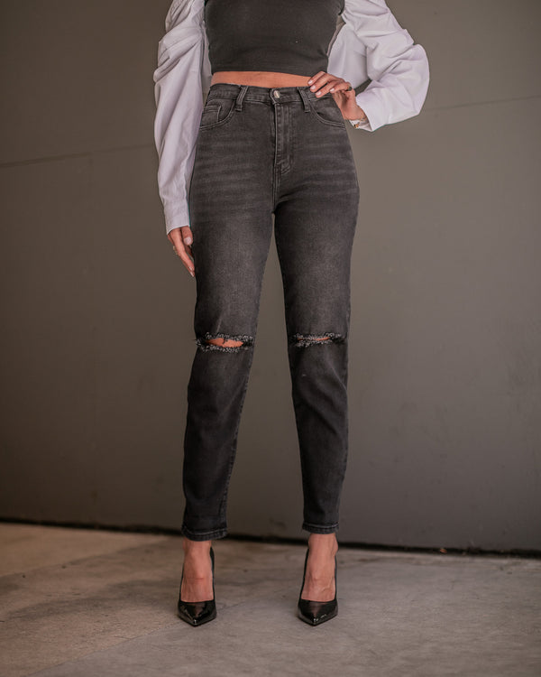 CUT IT OUT BOYFRIEND JEANS- VINTAGE BLACK