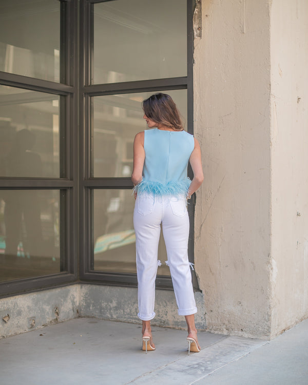 CUT IT OUT BOYFRIEND JEANS- WHITE