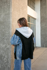 SOUL SEARCHING TWO TONED DENIM JACKET- BLACK