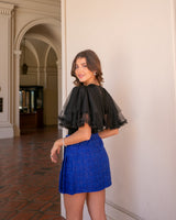 TRUST YOU IN TWEED SKIRT- ROYAL BLUE