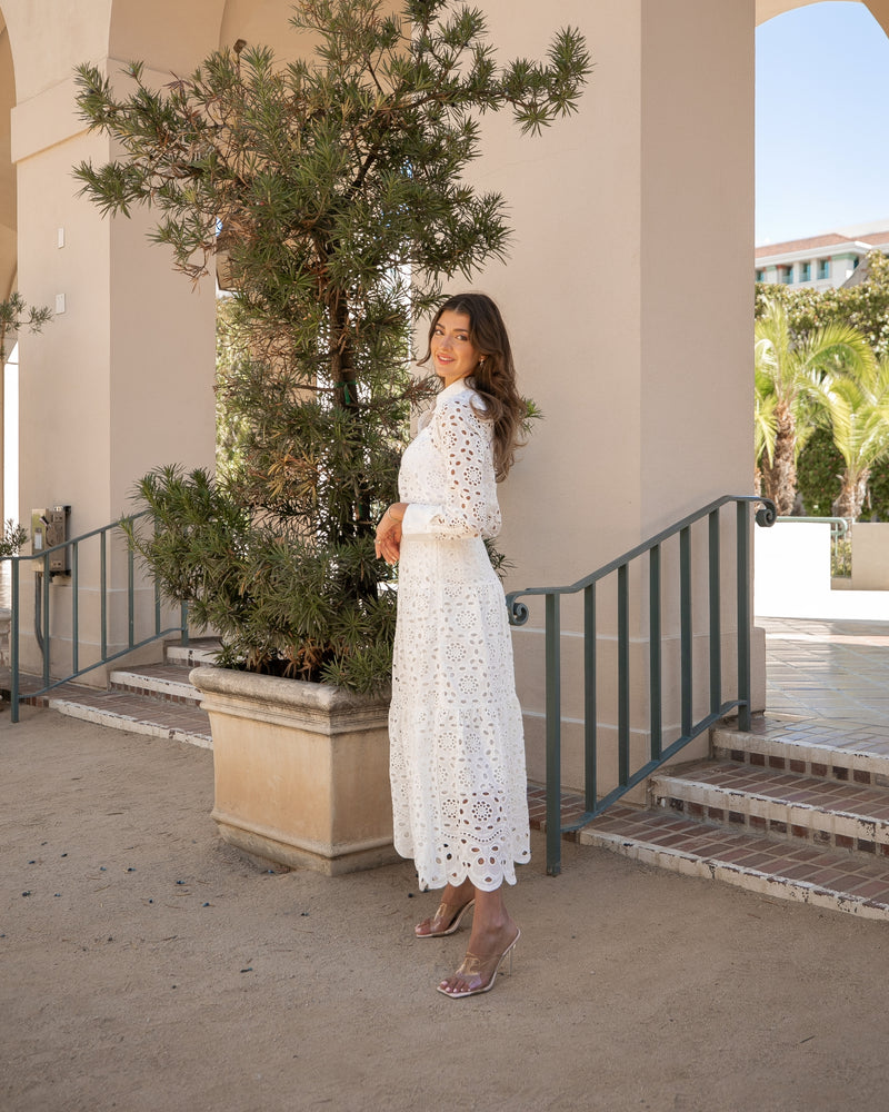 YOURS FOREVER LACE TOP AND MIDI SKIRT SET- WHITE