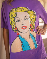 BOMBSHELL EMEBLLISHED GRAPHIC T SHIRT- PURPLE