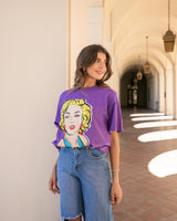 BOMBSHELL EMEBLLISHED GRAPHIC T SHIRT- PURPLE