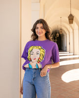 BOMBSHELL EMEBLLISHED GRAPHIC T SHIRT- PURPLE