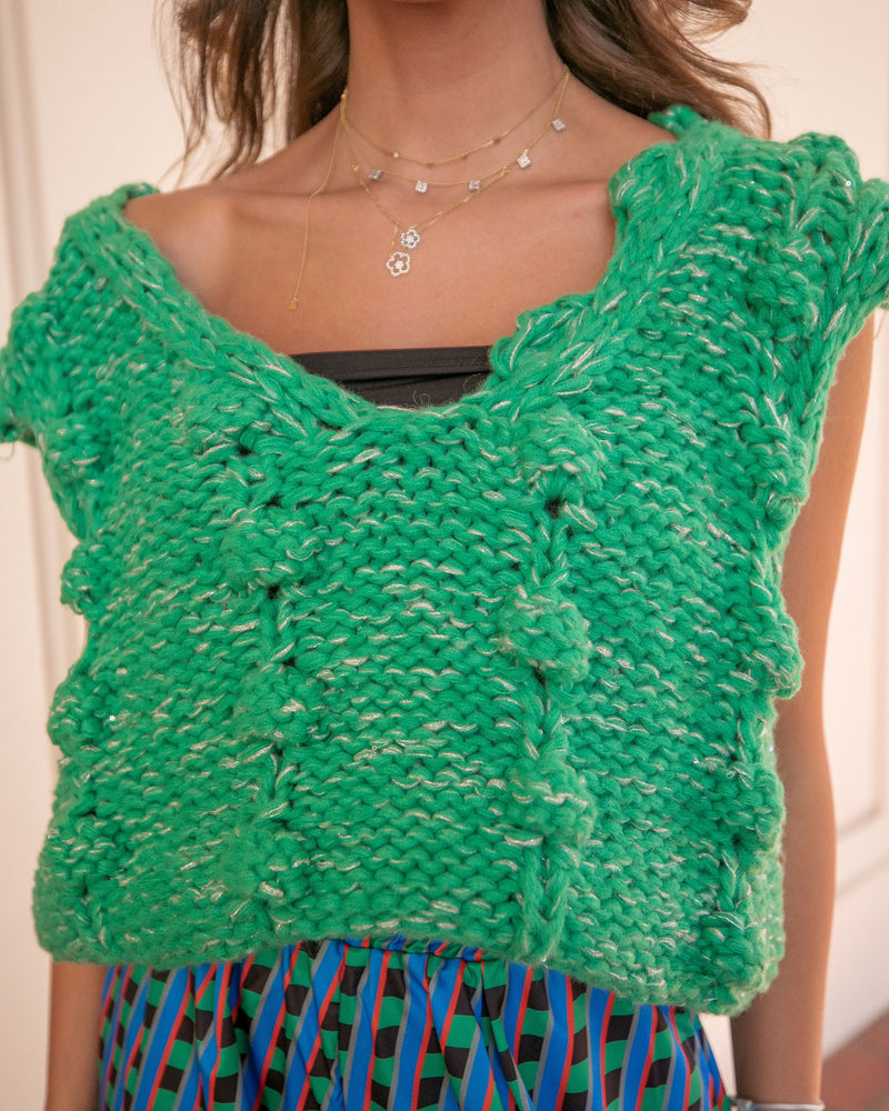 PUFF BABY SWEATER VEST- KELLY GREEN