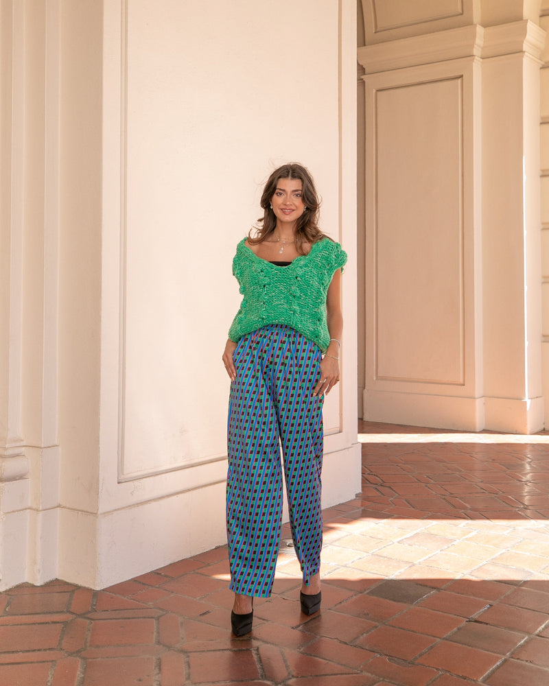 RARE PRINTED SATIN PANTS- GREEN