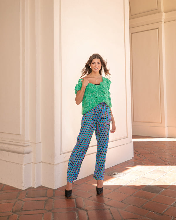 RARE PRINTED SATIN PANTS- GREEN