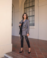 OFFICE BOSS OVERSIZED BOW BLAZER- GREY