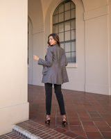 OFFICE BOSS OVERSIZED BOW BLAZER- GREY